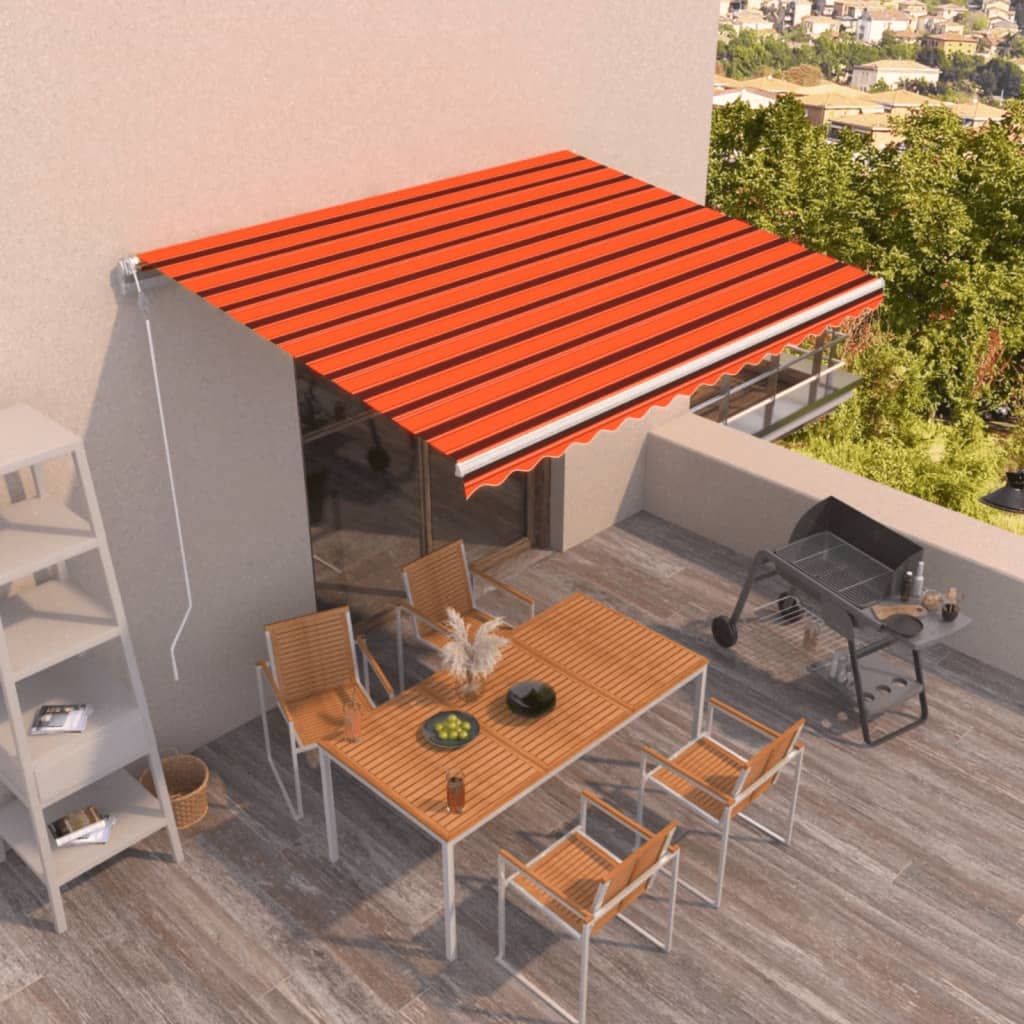 Awning Motorised Retractable 450x300 Cm Orange and Brown\