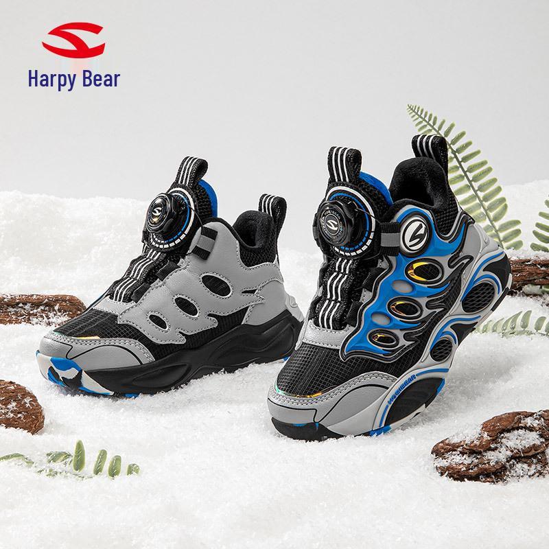 HOBIBEAR Boys' Velvet-Lined Winter Basketball Shoes - Two-Layer Cotton Warm Outdoor Sports Footwear