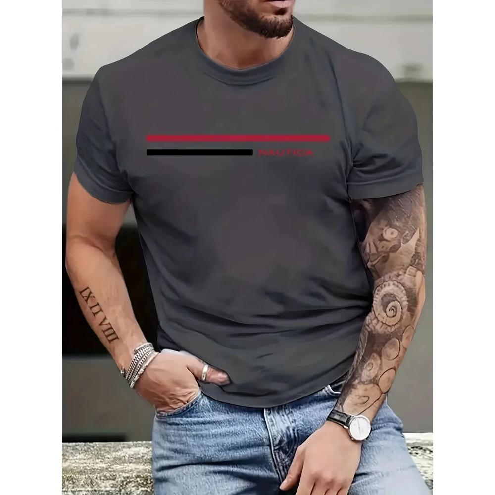 Men's Summer Loose 100 Cotton Printed Sports T-Shirt Top