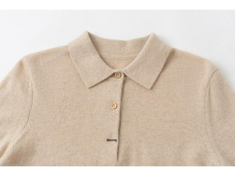 Women's Plus Size 100% Pure Cashmere Loose Warm Polo Collar Sweater