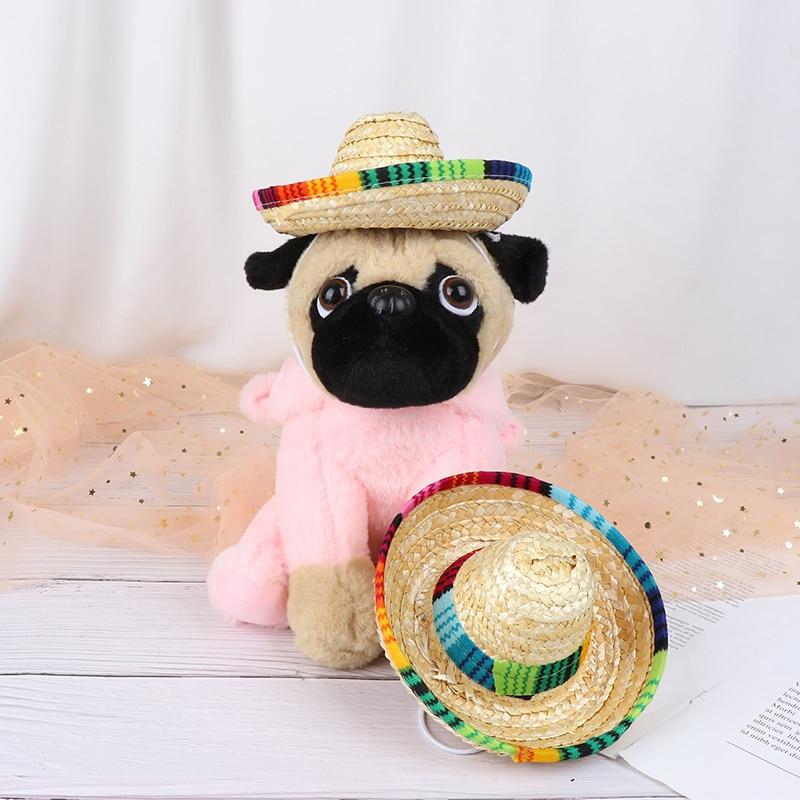 Mini Pet Dogs Straw Hat Sombrero Cat 