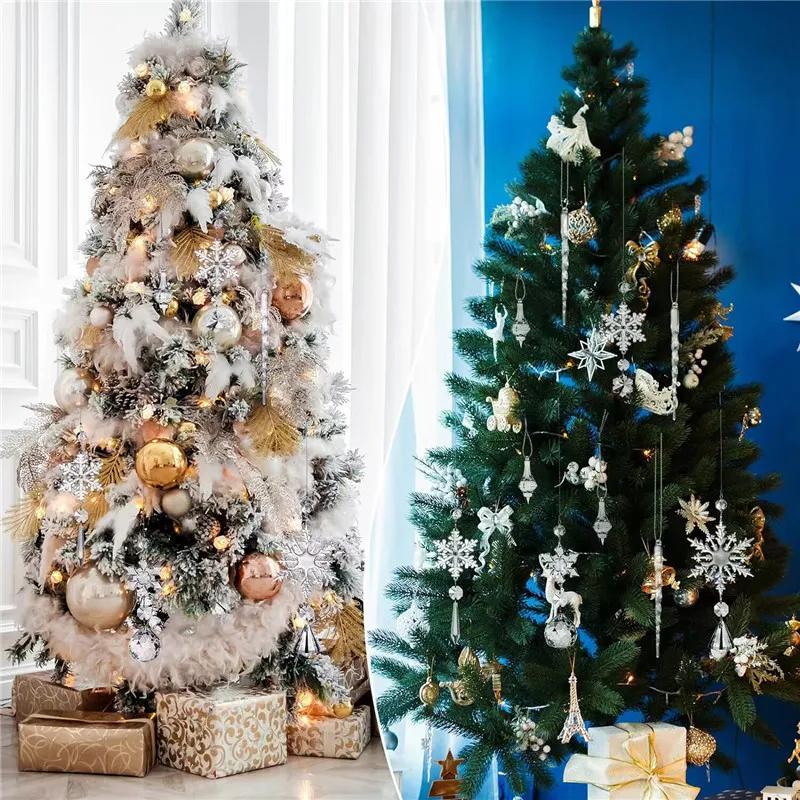 1Pcs Christmas Decoration Crystal Snowflake Hanging Xmas Tree Pendant Ornaments for Home Decor Party 2025 New Year Supplies