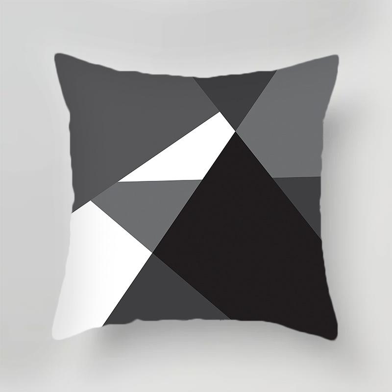 Black White Gray Geometric Series Printed Pattern Square Cushion Cover for Home Living Room Sofa Office Decoration Pillowcase
