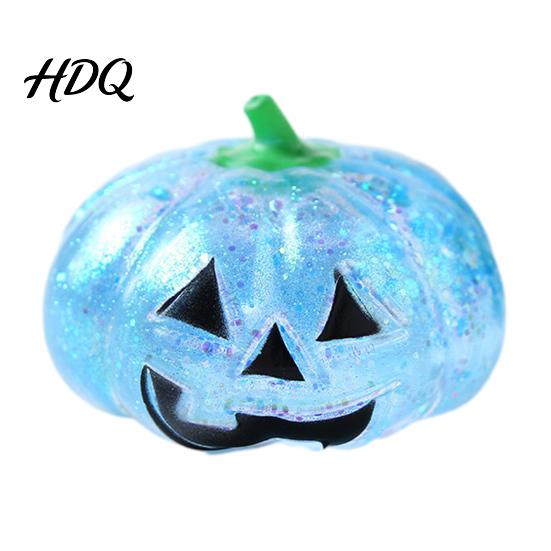 Calming Squeeze Toy Halloween Pumpkin Stress Relief Toy, Spooky Head Reduction Gadget Clear Glitter Sugar Ball, Party Favors Sensory Ball