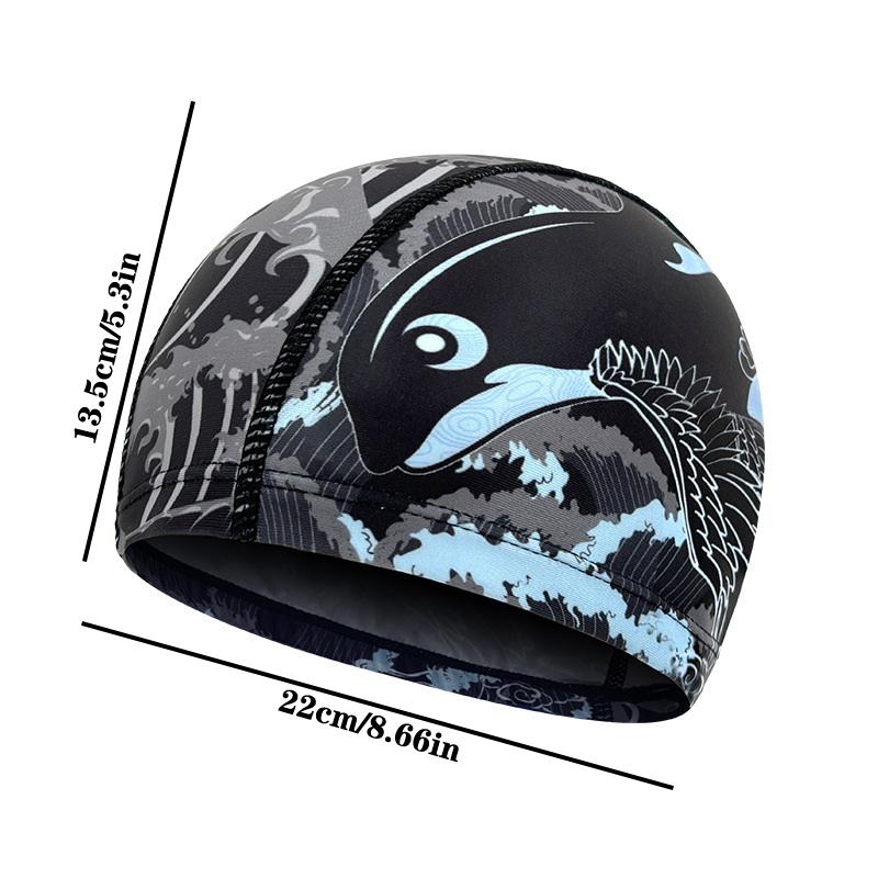 Fabric Figured Printed Swimming Cap Mesh Cloth Breathable Men Women Quick Drying Swim Hat Beach Pool Accessories