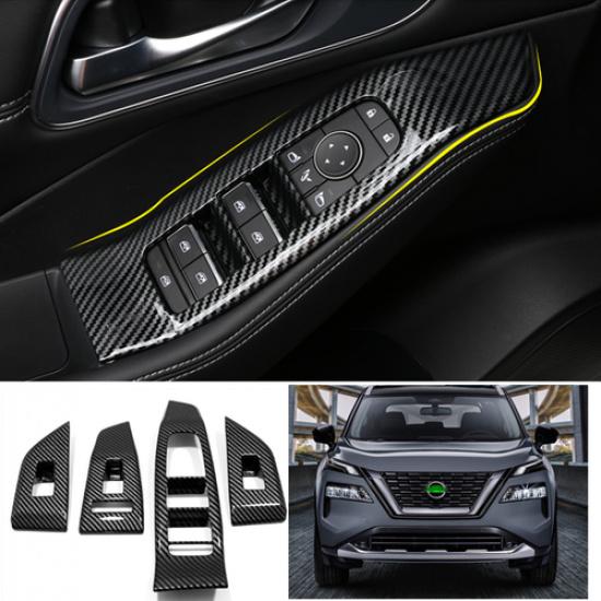 Carbon Fiber Interior Window Switch Panel Cover Trim For Nissan Rogue -