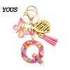 Keychain Pendant Pendant, Sequins Initial Letter Charm Key Chain with Butterfly Tassel Stainless Durable Steel Heart Design, A-Z Holder for Bag