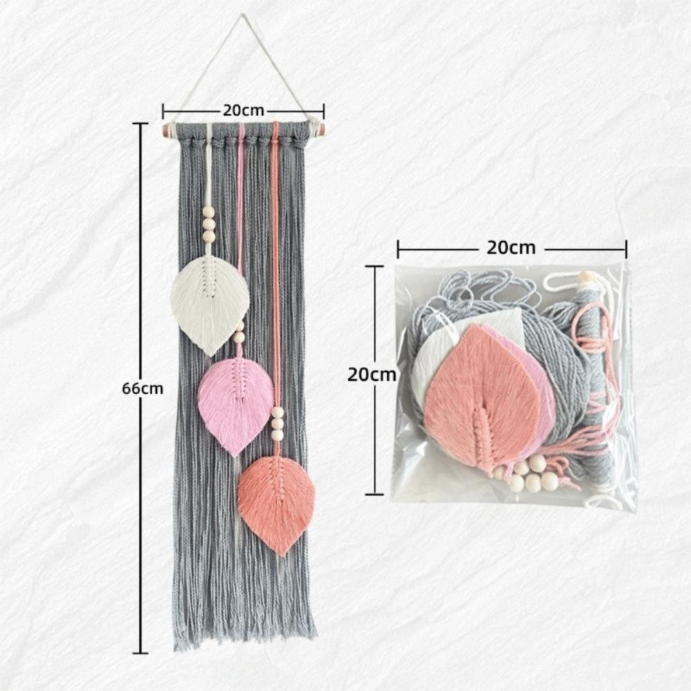 Boho Style Leaf Macrame Wall Hanging 66x20cm Cotton Rope Handmade Woven Ornament Woven Wall Tapestry Home Wedding Decor