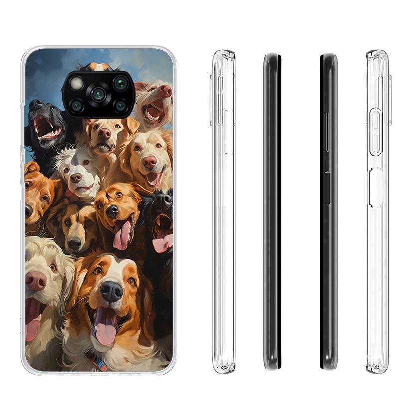 Funny Selfie Dogs Group Phone Case For Xiaomi Poco X7 X6 X5 Pro F7 Ultra Redmi 15C 15 13 13C 12 12C 10 10A 10C 9 9A 9C 9T Cover