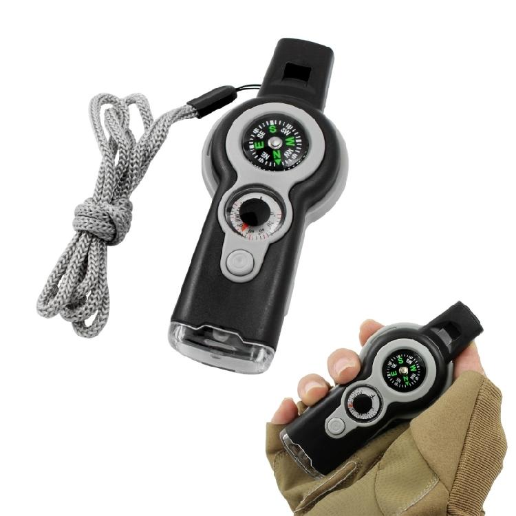 7 in 1 LED Light Whistle Thermometer Compasses Outdoor Survival Emergencies Tool
