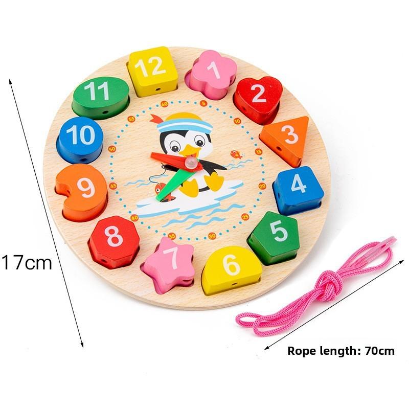Wooden Baby Clock Caterpillar Small Round Bead Rainbow Tower Toy For Early Learning