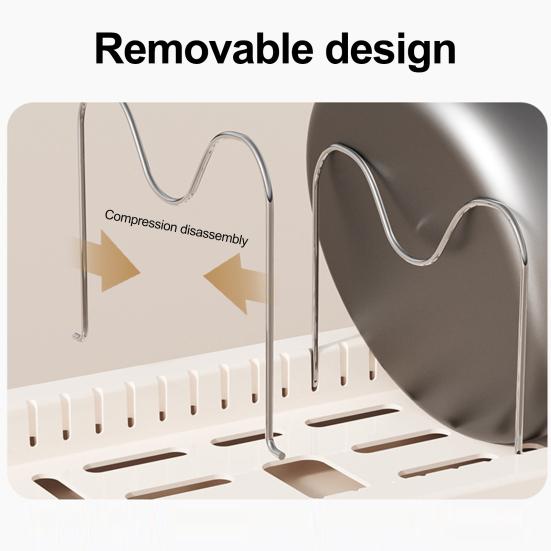 Stojak na garnki ze stali nierdzewnej z przegródkami, Regulowany organizer na pokrywki z rozszerzaną wentylowaną podstawą, Odporny na rdzę stojak do przechowywania w szafce kuchennej, Naczynie kuchenne