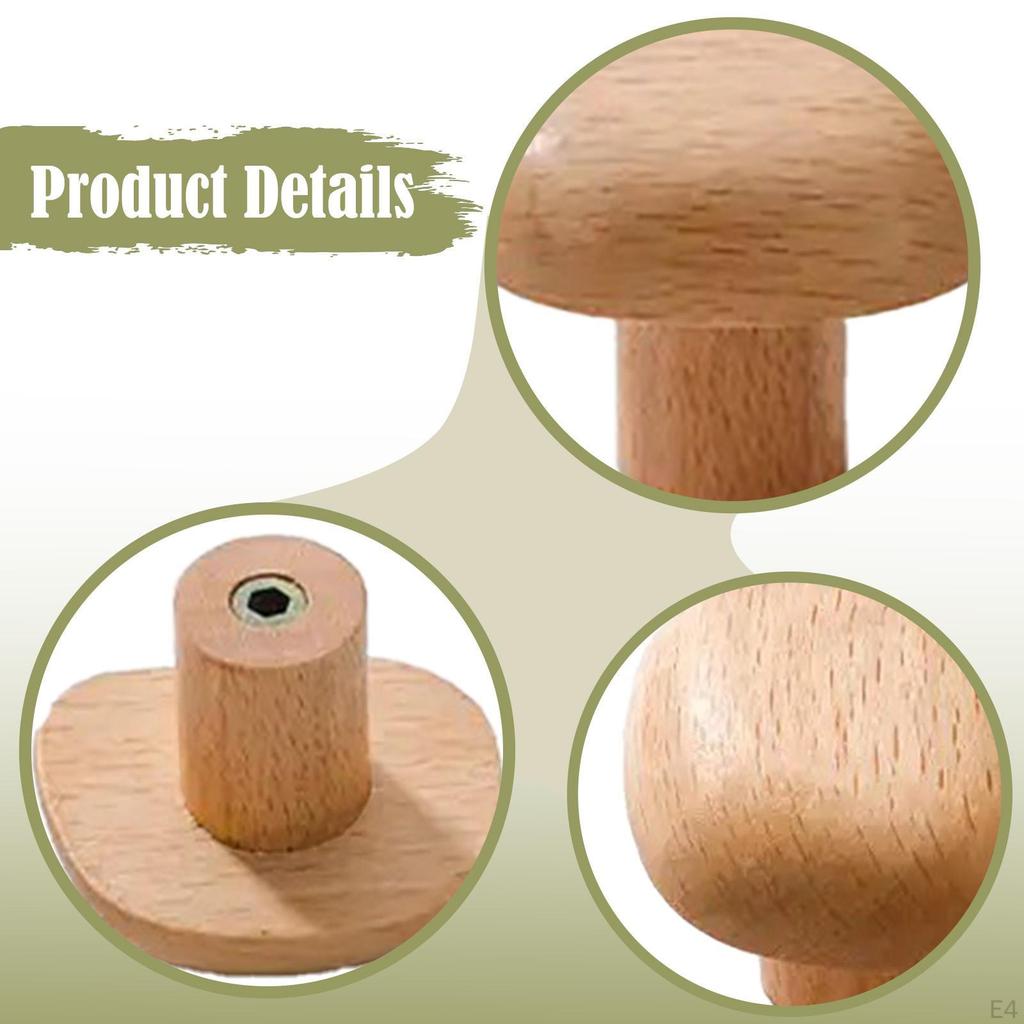 4 Pieces Wall Mounted Wooden Hooks Cabinet Drawer Handles Fashion Wood Door for Bedroom
