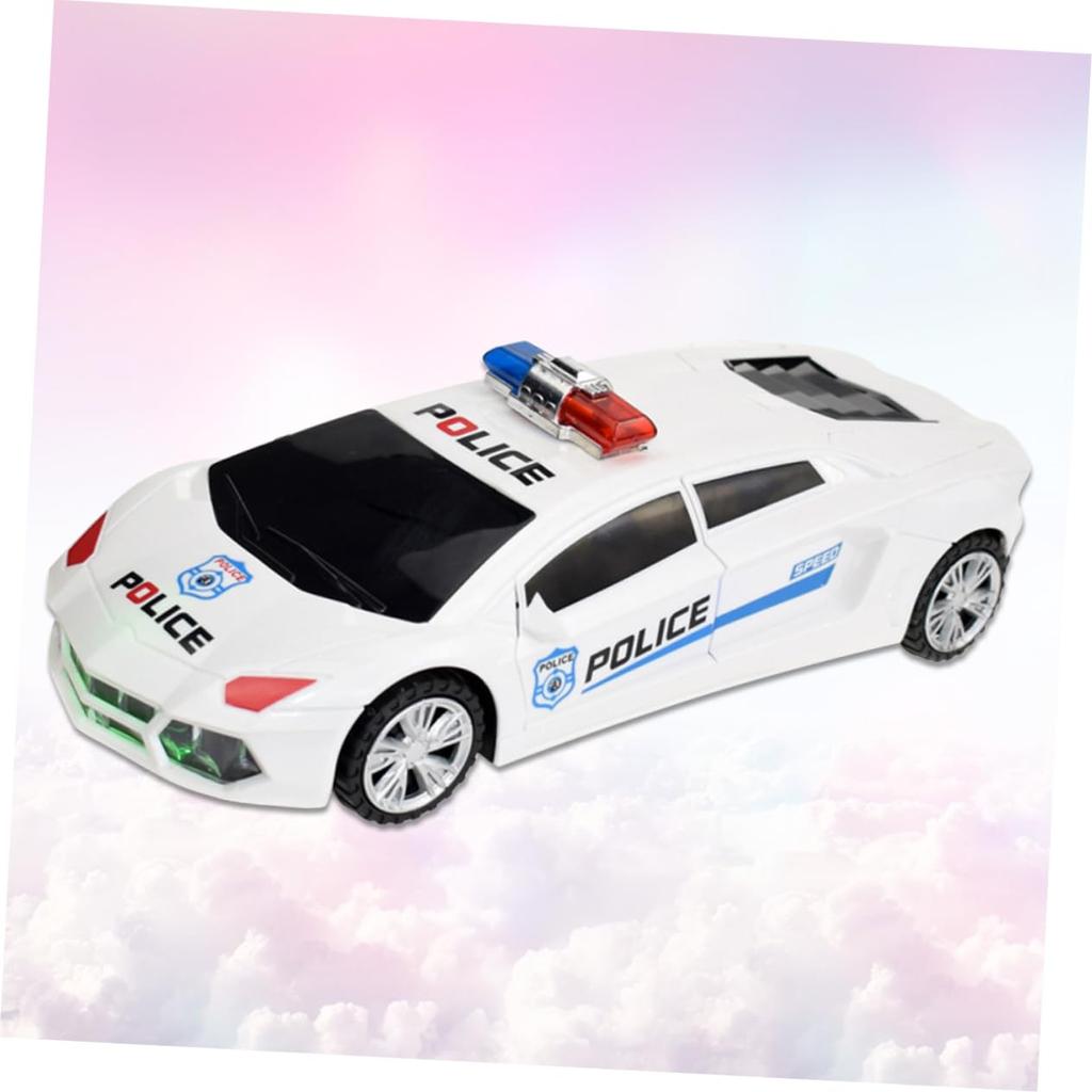 EXCEART Halloween Police Car Toy with Lights and Musical Racing Toy for Electric Halloween 1-Piece Sounds, Kids, White,