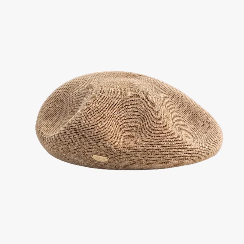 

BrandNew Korean Version of FallSeason and ColdSeason Beret Lady Metal Letters Logo Retro Painter Hat Showing Face Small Versatile Octagonal Hat