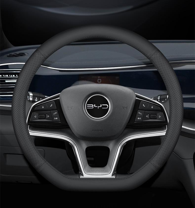 Genuine Leather Steering Wheel Cover for BYD Han, Yuan, Song Pro, Qin Plus/DMI, Han EV, Song Max