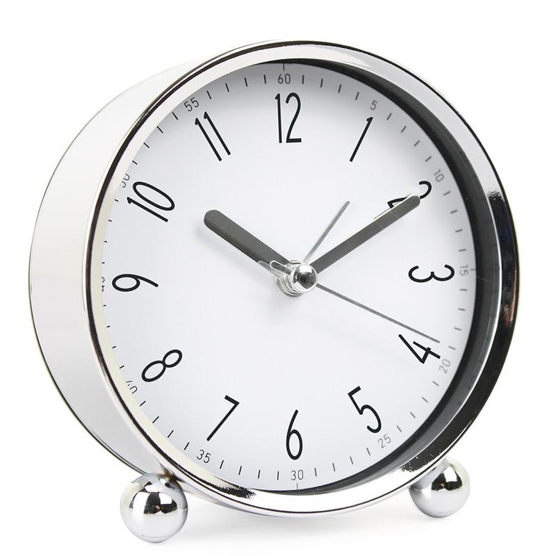 Creative Fashion Simple 4-inch Metal Bedside Silent Alarm Clock Digital Alarm Clock
