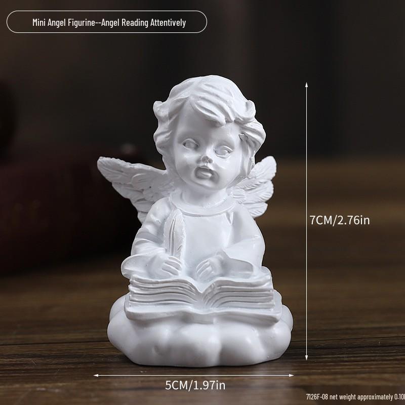 Americká Retro Evropská Pryskyřičná Figurka Anděla: Bílá stolní dekorace pro malé dívky