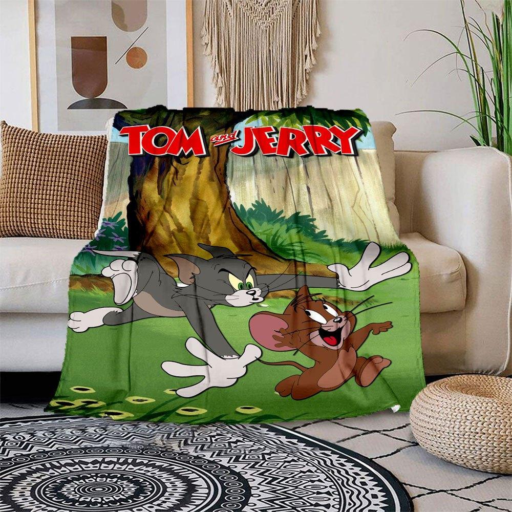 Tom and Jerry Classic Cartoon Poster PrintBlanket Flannel Throw Blanket for Sofa, Bed, Travel, Camping, Office