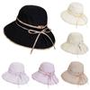 Lace-up Design Bucket Caps 10cm Large Brim Sunshade Hat New Girls Basin Caps  Beach Activities