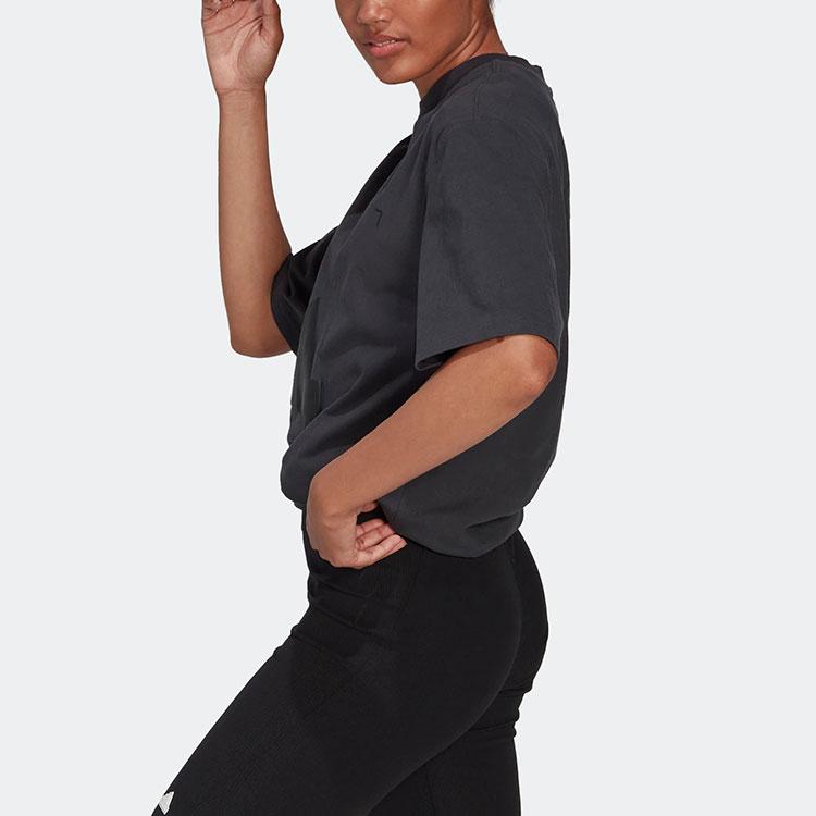 Adidas New Oversized T-Shirt With Logo Patch Women Tops Black HP1588