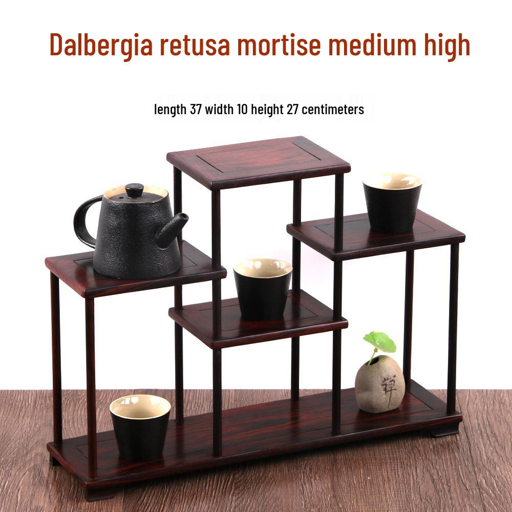 Rosenholz Sammlerschrank: Chinesischer Multi-Schatzschrank für Teekannen, Bonsais & Ornamente mit Zapfenverbindung Massivholzstruktur.