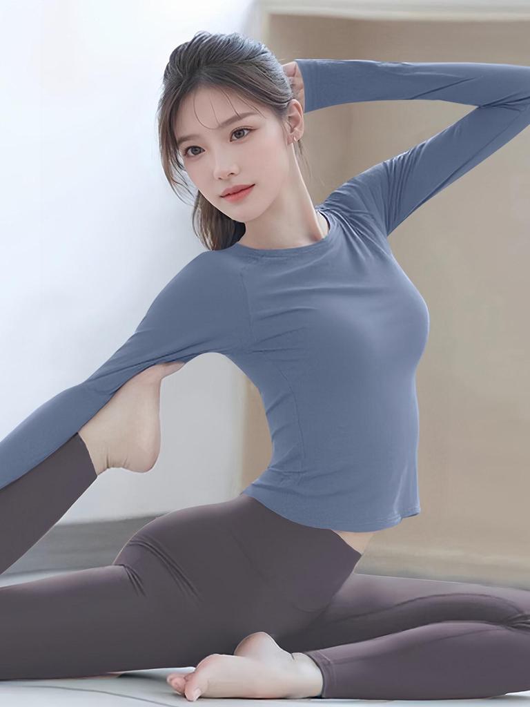 2025 Blaues Langarm Yoga & Pilates Set für Damen für Herbst/Winter