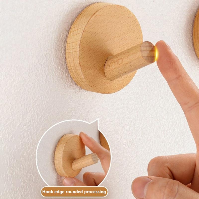 Selbstklebender einfacher Haken aus Massivholz Nussbaum Hängehaken Badezimmerwandhaken Schlafzimmer Garderobenständer Zuhause Handtuch Schlüssel Dekoration
