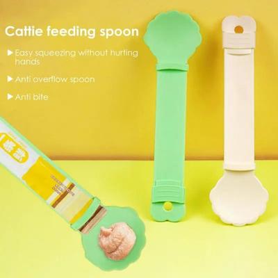 Durable Cute Cat Feed Spoon Squeeze Portable Pet Feeder Wet Semi-liquid Foods Kitten Strip Feeding Spoon