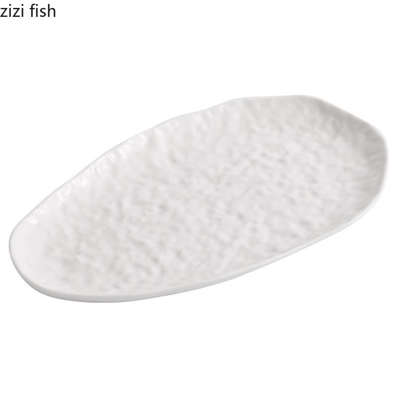 Irregular Stone Pattern Plate Oval Ceramic Sushi Plate Fish Plate Dessert Dim Sum Plates Molecular Cooking Creative Tableware