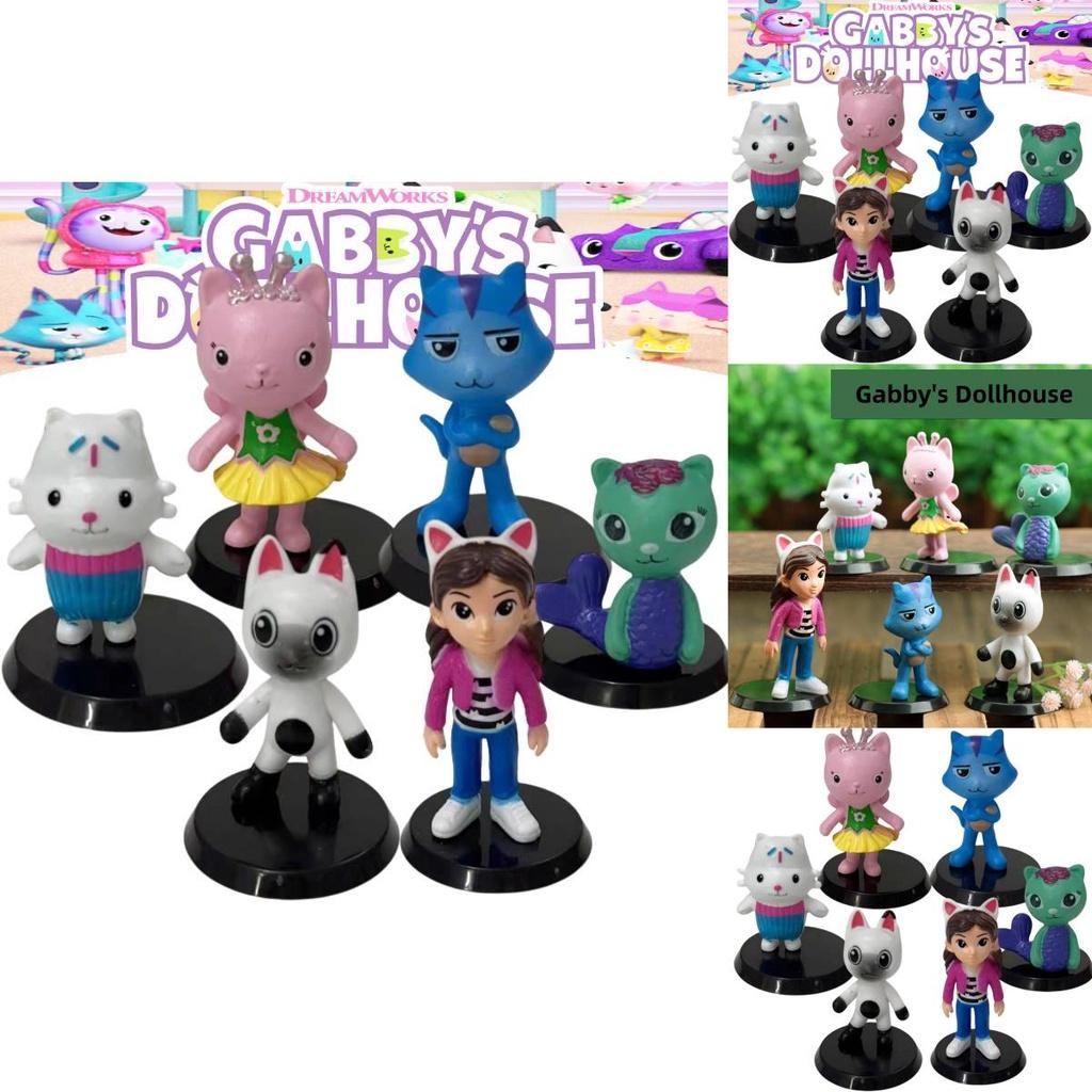 Gabby's Dollhouse Pvc Model Toy Set Adorable Cartoon Figurines For Kids And Collectors Set Of 6