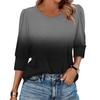 Women's Fashion Casual 3/4 Sleeve Print Shirt Women's Round Neck Tops