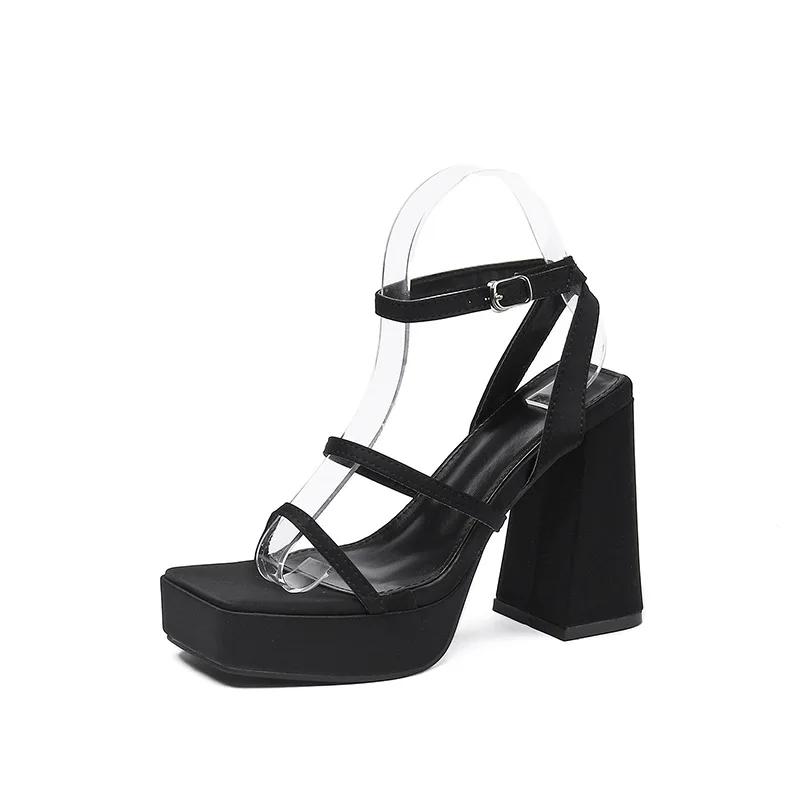 Fashion Thin Heeled Women Sandals 2025 Summer European Style Ankle Buckle Strap Platform Shoes Sexy Street Party Banquet Fashion Sandals