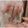 Butterfly Rhinestone Double-Finger Tassel Ring - Women's Unique Chain Design