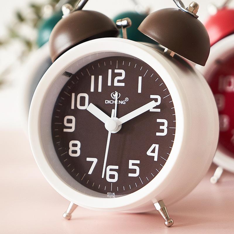 Nordic Style Clock Simple Ringing Alarm Clock Children Study Bedside Clock Night Light