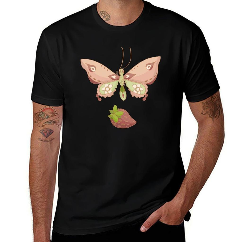 Erdbeer Schmetterling Cottagecore süß kawaii Schmetterling T-Shirt Trendiges lässiges Kurzarmhemd