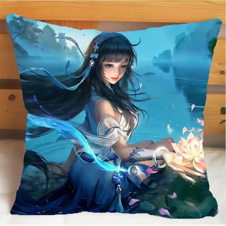 Arena of Valor Honor of Kings Xi Shi Polštář a Povlak na polštář Potah na polštářek Oboustranný tisk Plyšové Dekorační polštáře 40x40cm