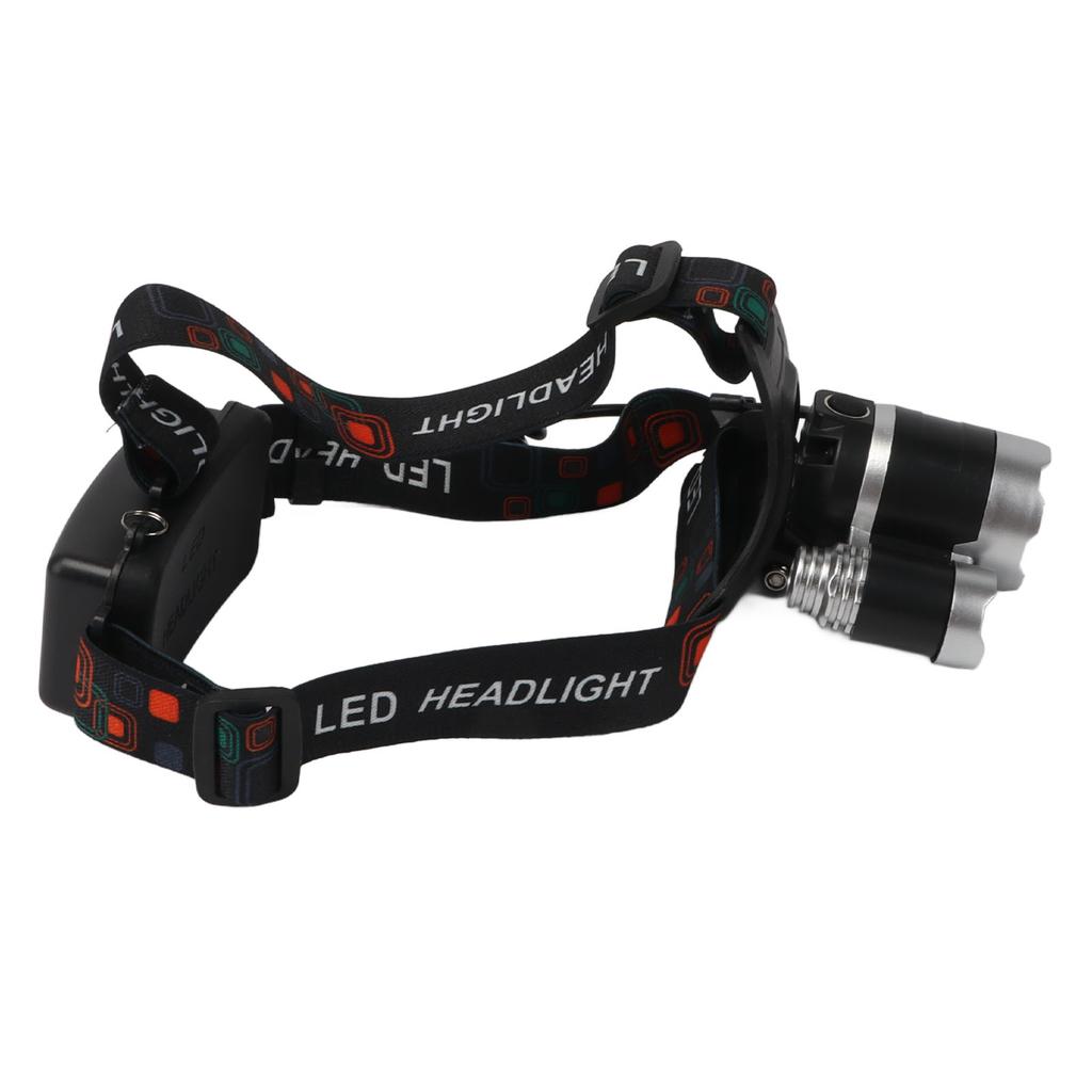 LED Headlamp Ultra Bright Rechargeable Headlight with Silicone Switch for Outdoor Fishing Hiking US Plug 100‑240V 1PC