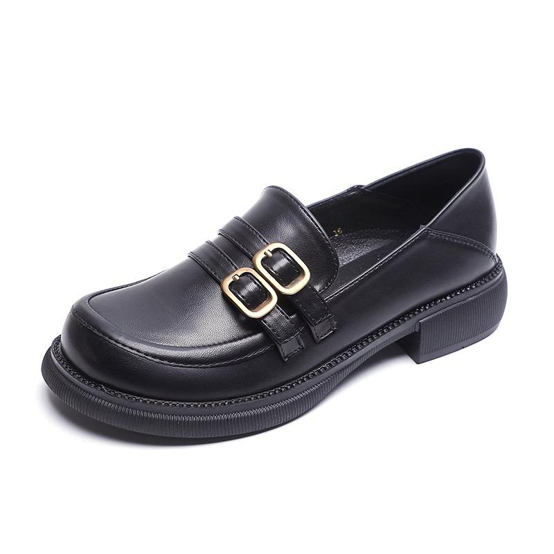 Small leather shoes women's platform loafers spring and autumn one-pedal Mary Jane British style retro with skirt college jk single shoes