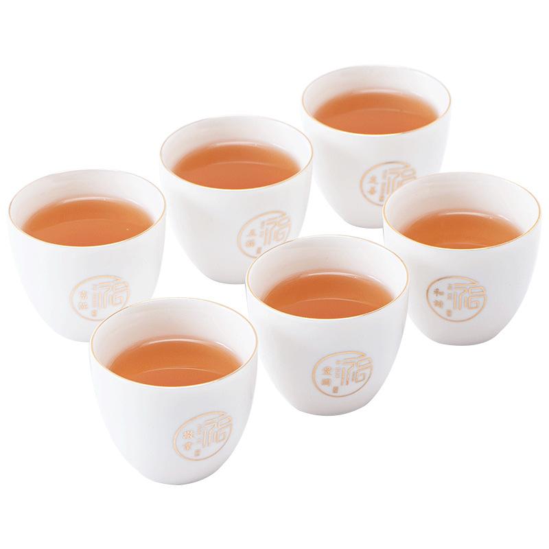 Jade Fat Jade Kung Fu Small Teacup Dehua White Jade Porcelain Five Blessings Tasting Cup with Cup Saucer Kung Fu Tea Set Tea Cup