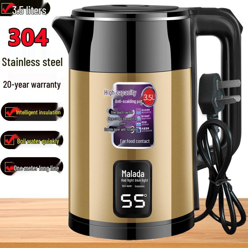 Bestseller Elektrischer Wasserkocher aus 304 Edelstahl, Großes Fassungsvermögen, Automatische Abschaltung, Isoliert.