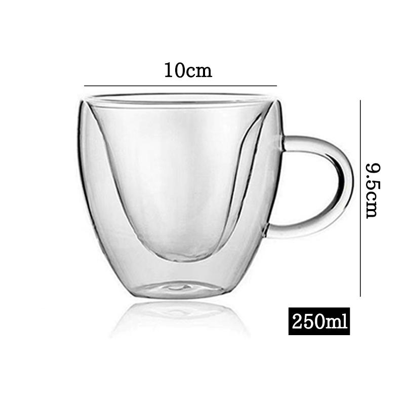 1Pcs 80-450ML Double Coffee Glasses Double Insulated Glass Cups For Hot & Cold Coffee Milk Transparent Mug With Handle Glasses