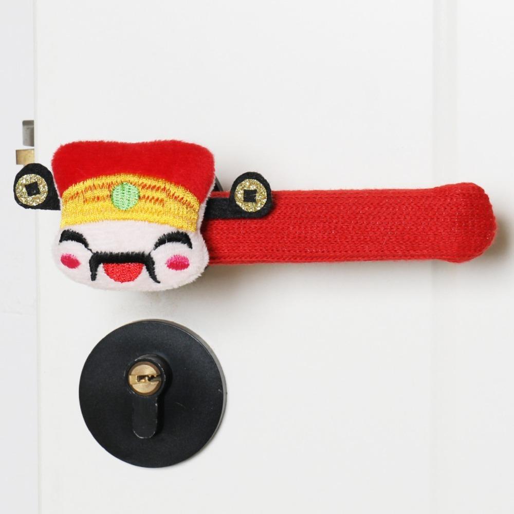 

God of Wealth Lantern Door Handle Glove Loong Chinese New Year Doorknob Cover Wall Protectors Style 3