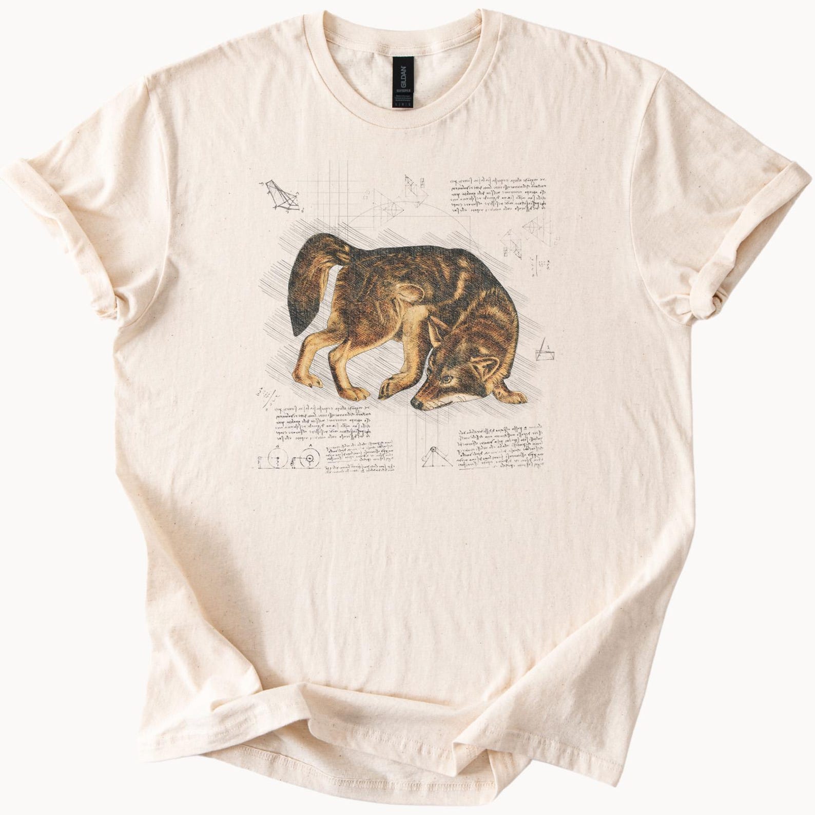 Geometric Sketch Dog Art Shirt Tshirt Natural Graphic Tee 100