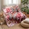 Elegant Rose Butterfly Marble Theme Blanket Lightweight Warm Flannel Blanket Decorative Throw Blanket for Home Decoration