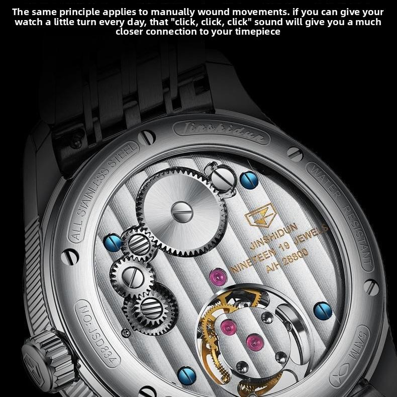 JINSHIDUN Brand Skeletonized Tourbillon Mechanical Watches for Men
