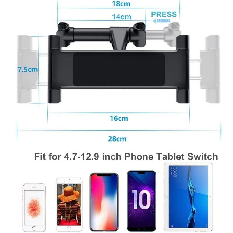 Car Headrest Mounting Holder For 4.7-13 Inch Tablet & Phone Back Seat Headrest Mount Ipad Pro 12.9'' Accessories