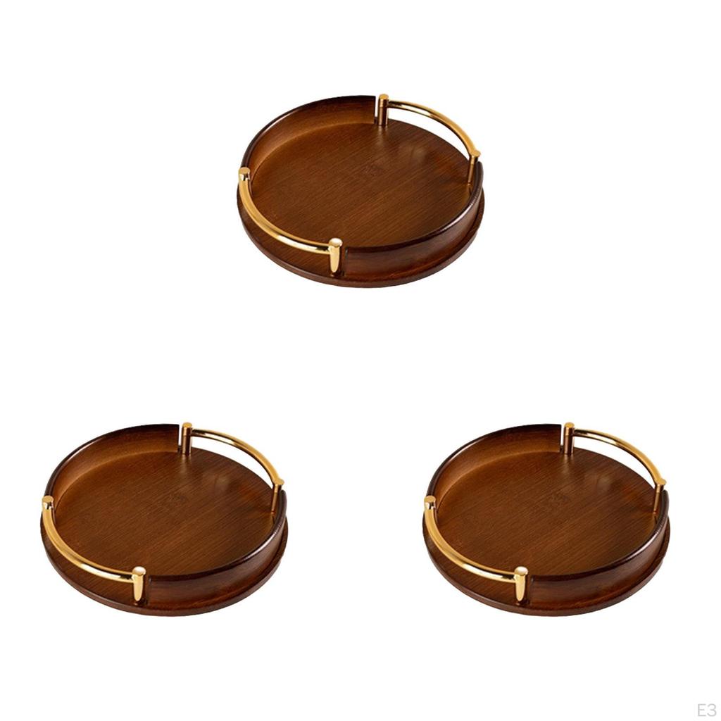 Cosmetic Tray with Handles Round Design for Trinket Storage In Coffee Table Decor