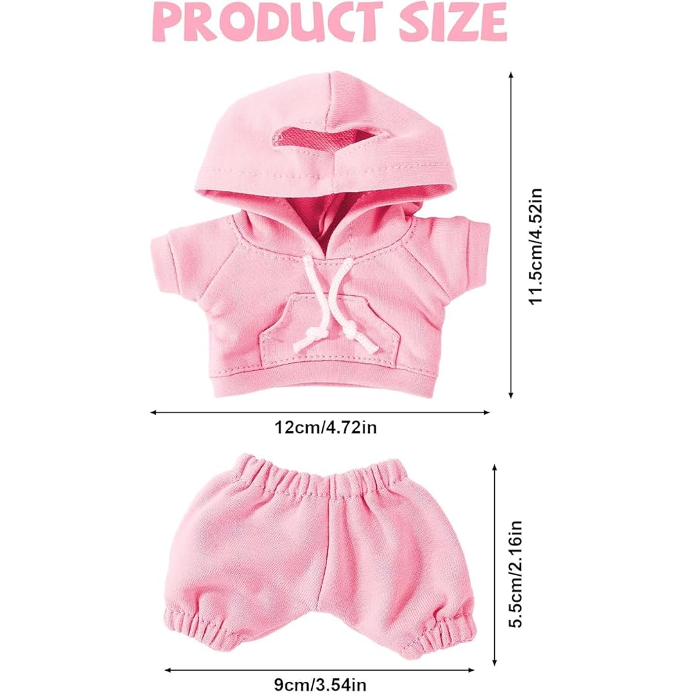 Roupas de Boneca Cimoon Conjunto de Moletom Rosa para Brinquedos de Pelúcia de 15cm e 17cm Fantasia Fofa Roupa Acessório