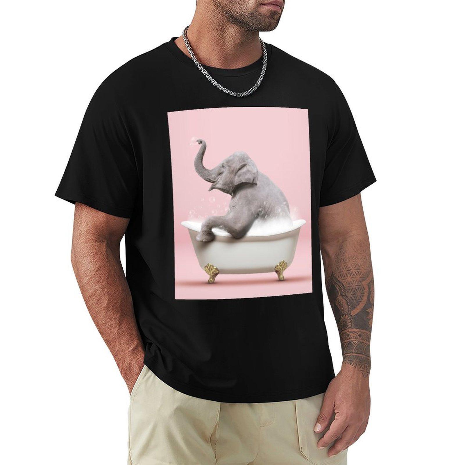 

Elephant bathing in pink bathroom TShirt affliction shirts custom shirt heavy weight t shirts for men 4XL